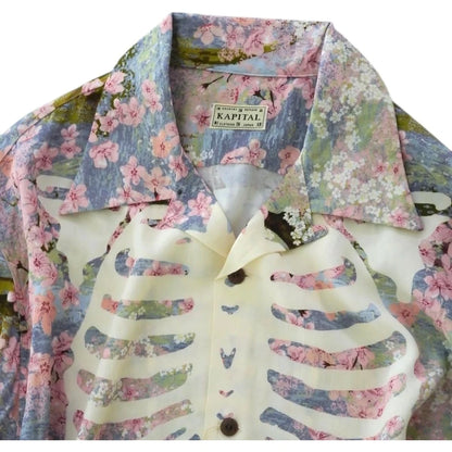 Kapital Rayon Sakura Bone Print Aloha Shirt