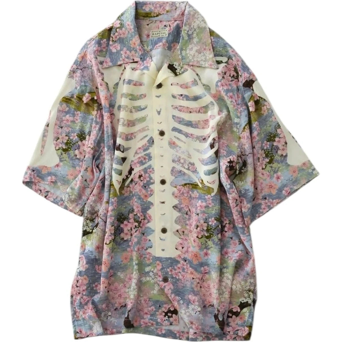Kapital Rayon Sakura Bone Print Aloha Shirt