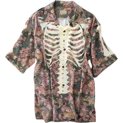 Kapital Rayon Sakura Bone Print Aloha Shirt