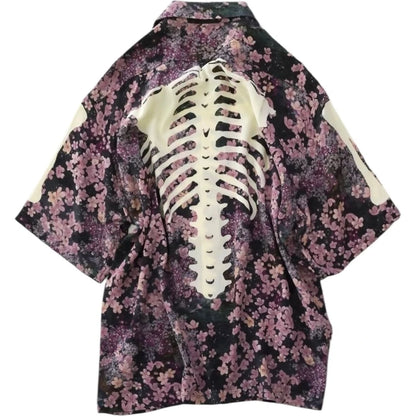 Kapital Rayon Sakura Bone Print Aloha Shirt