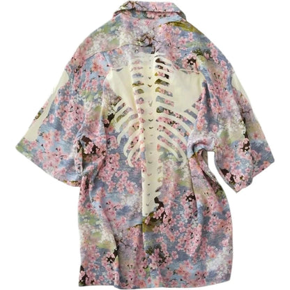 Kapital Rayon Sakura Bone Print Aloha Shirt