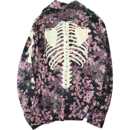 Kapital Rayon Sakura Bone Print Wrangle Collar Open Neck Shirt