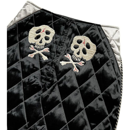 Kapital Rayon Satin Quilted Mini Skirt With Rainskull Snake