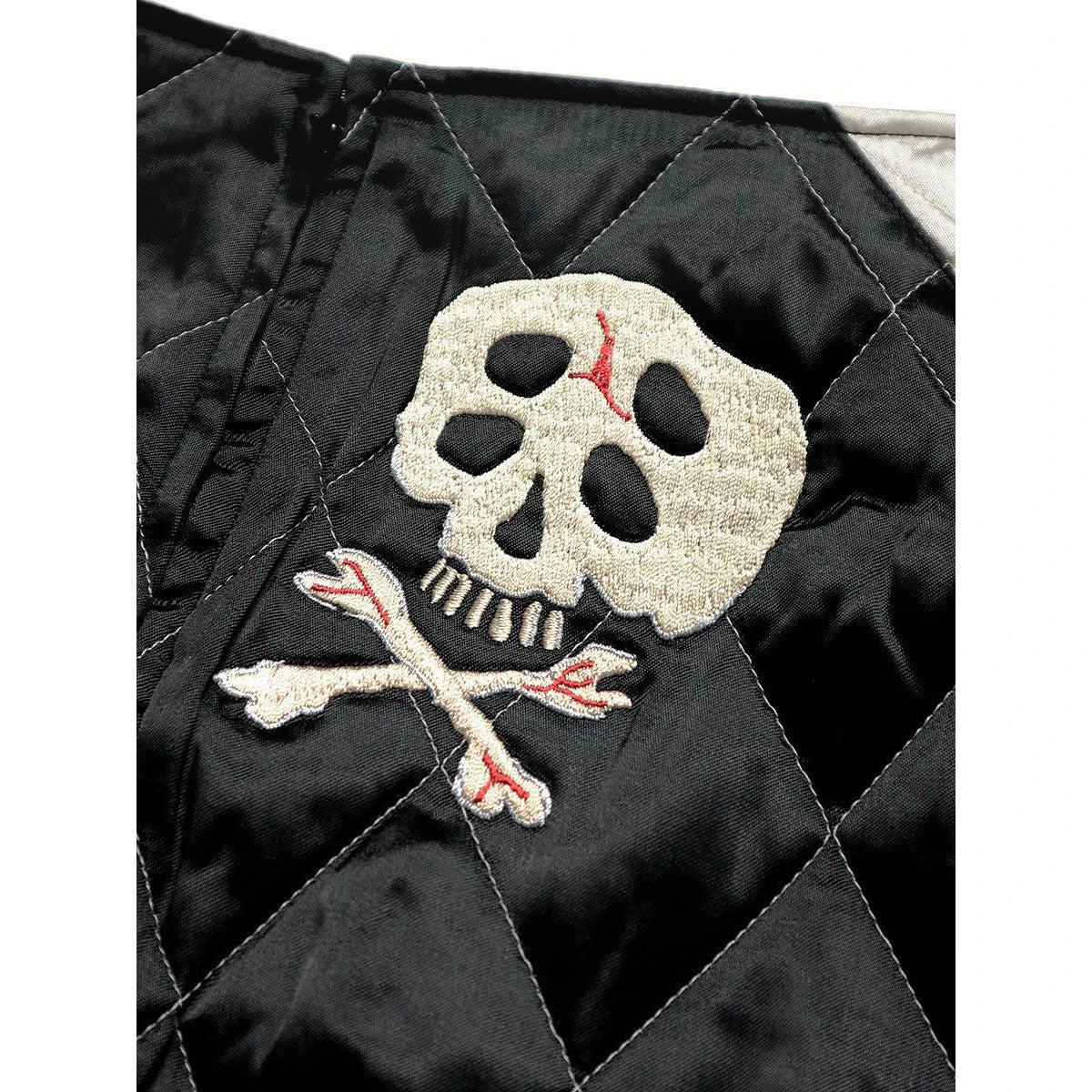 Kapital Rayon Satin Quilted Mini Skirt With Rainskull Snake