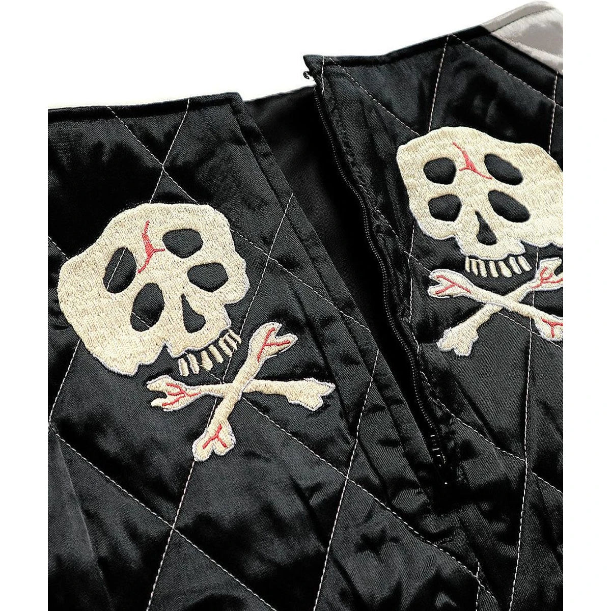 Kapital Rayon Satin Quilted Mini Skirt With Rainskull Snake