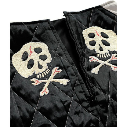 Kapital Rayon Satin Quilted Mini Skirt With Rainskull Snake