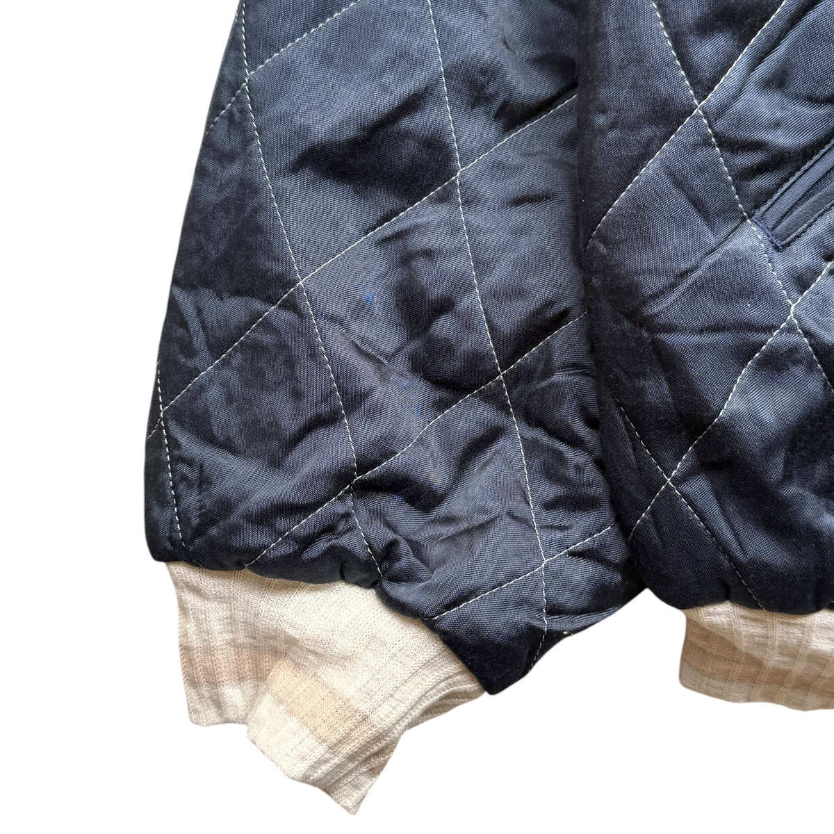 Kapital Rayon Satin Quilted Sham Bomber Jacket (Pearl Flag)