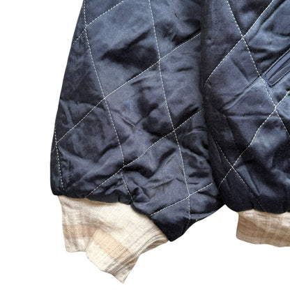 Kapital Rayon Satin Quilted Sham Bomber Jacket (Pearl Flag)