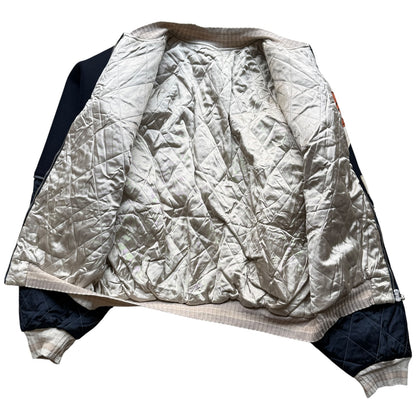 Kapital Rayon Satin Quilted Sham Bomber Jacket (Pearl Flag)