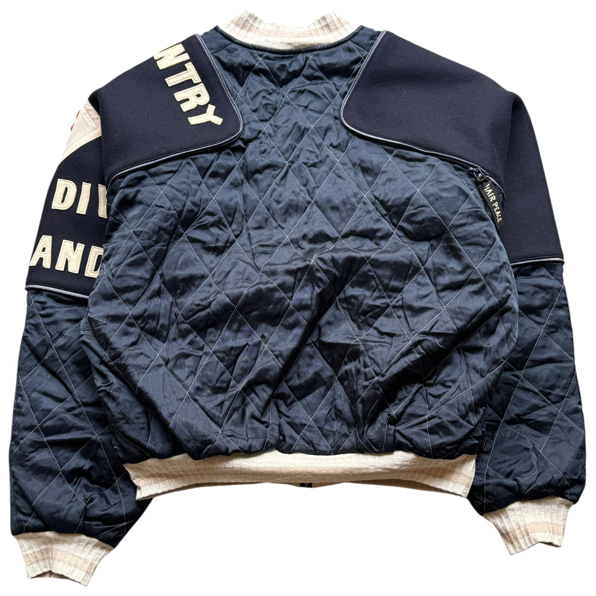 Kapital Rayon Satin Quilted Sham Bomber Jacket (Pearl Flag)