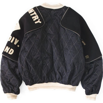 Kapital Rayon Satin Quilted Sham Bomber Jacket (Pearl Flag)