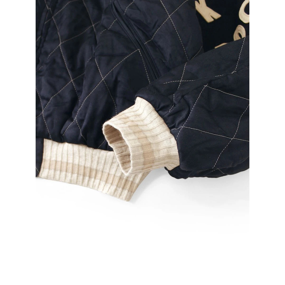 Kapital Rayon Satin Quilted Sham Bomber Jacket (Pearl Flag)