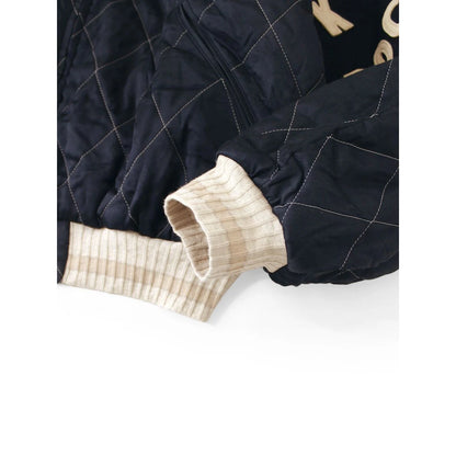 Kapital Rayon Satin Quilted Sham Bomber Jacket (Pearl Flag)