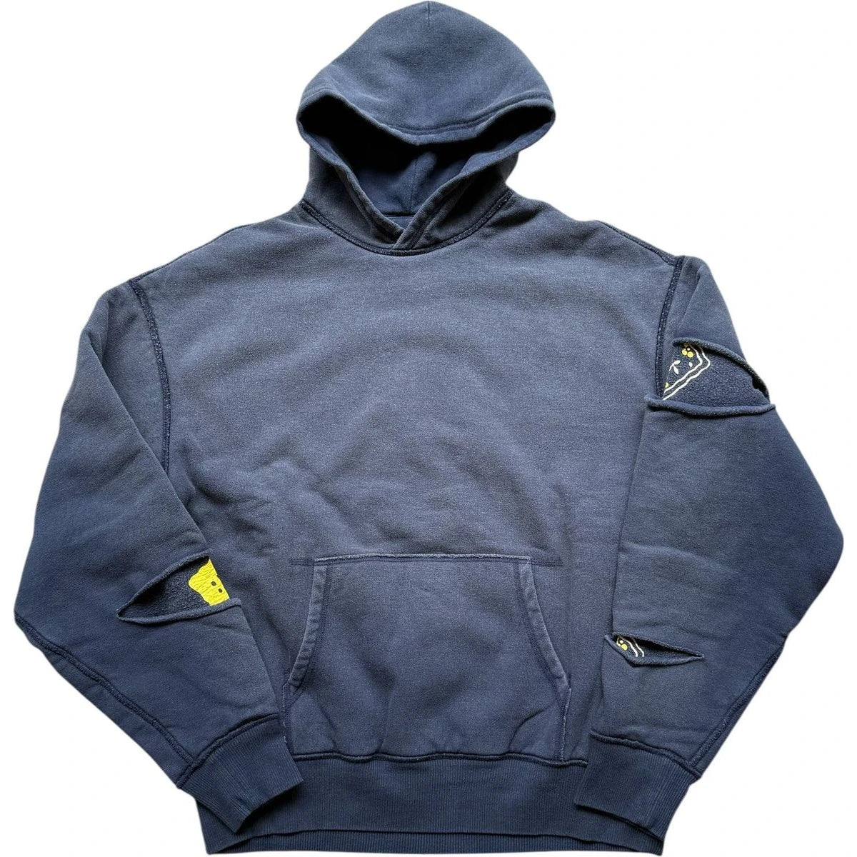 Kapital Reversible Fleece Elbow Rip Hoodie Peckish Rainbowy Print