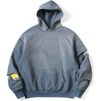 Kapital Reversible Fleece Elbow Rip Hoodie Peckish Rainbowy Print