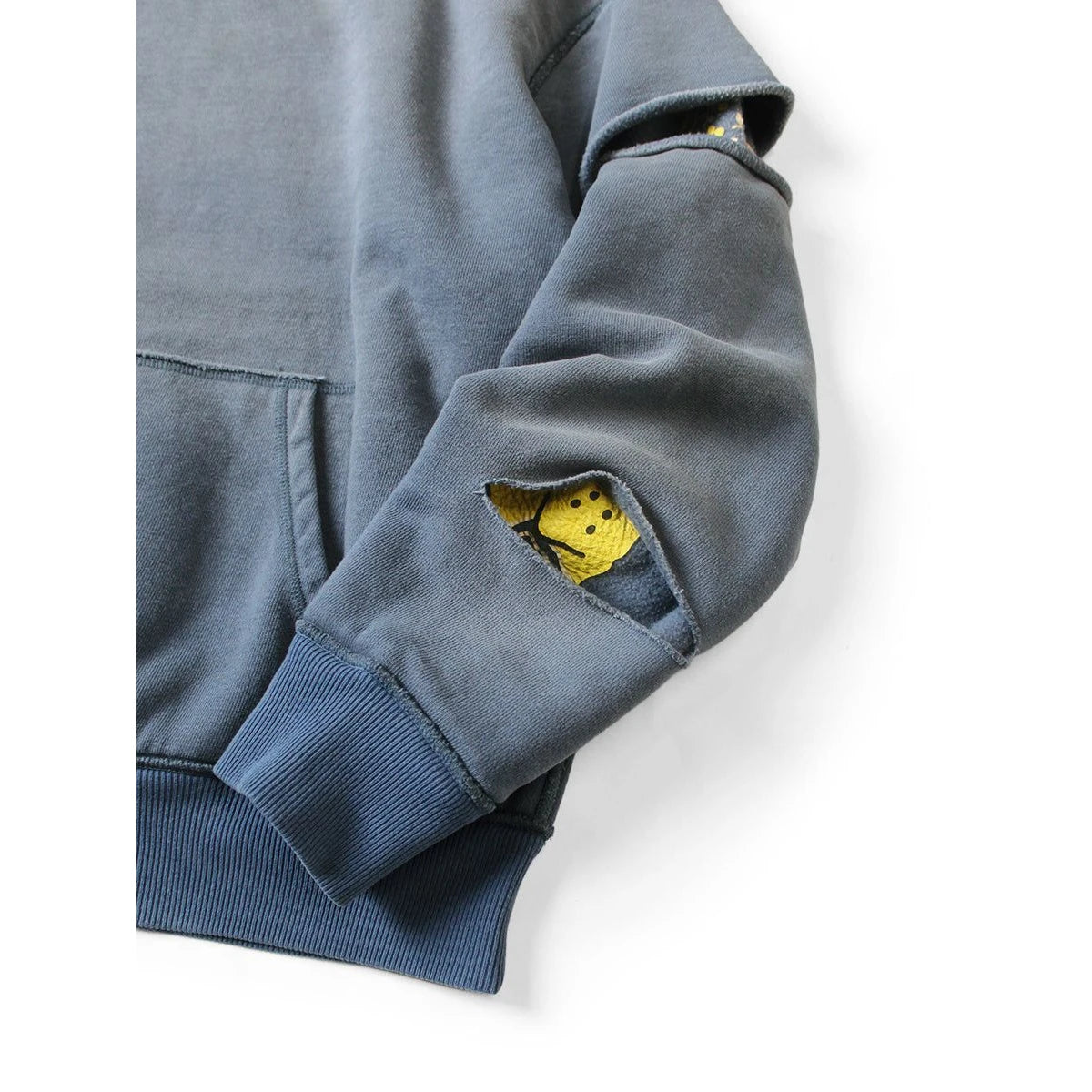 Kapital Reversible Fleece Elbow Rip Hoodie Peckish Rainbowy Print