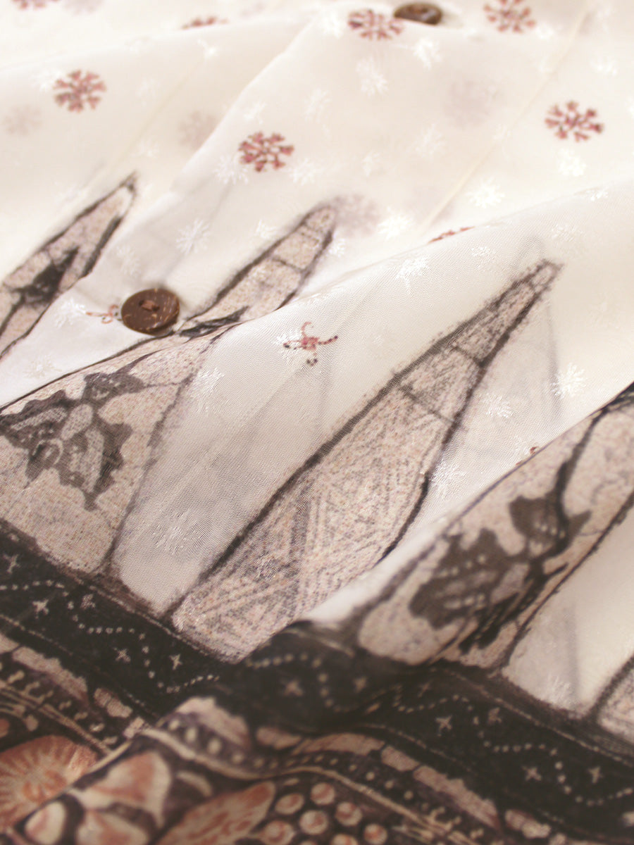 Kapital Sheer Chintz Patterned Short Sleeved Open Collared Shirt