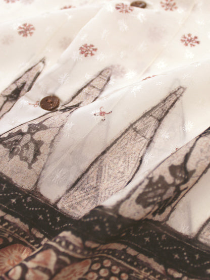 Kapital Sheer Chintz Patterned Short Sleeved Open Collared Shirt