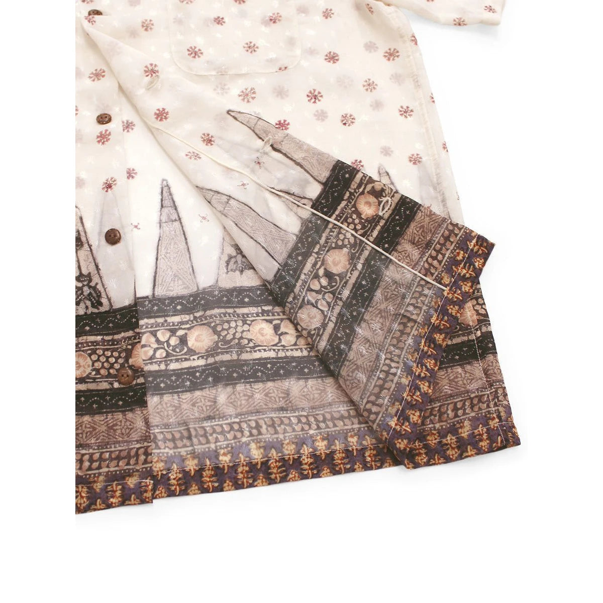Kapital Sheer Chintz Patterned Short Sleeved Open Collared Shirt