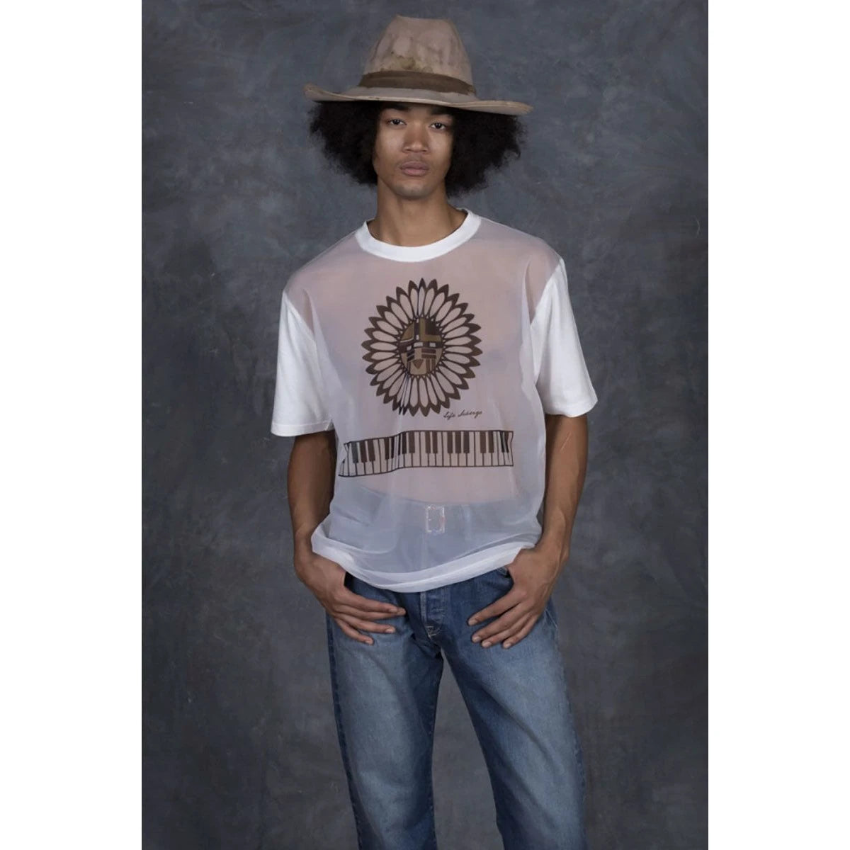 Kapital Sheer Jersey X 20/ Jersey Crew T (Piano Sunface Pt)