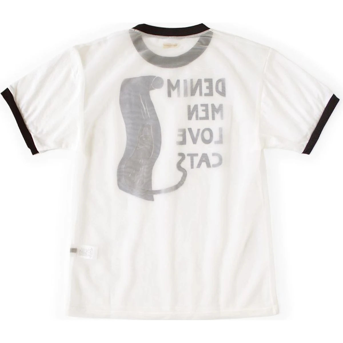 Kapital Sheer Jersey Ringer Tee (Denim Men Love Cats Scratch Print)