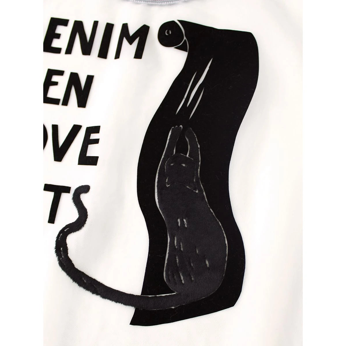 Kapital Sheer Jersey Ringer Tee (Denim Men Love Cats Scratch Print)