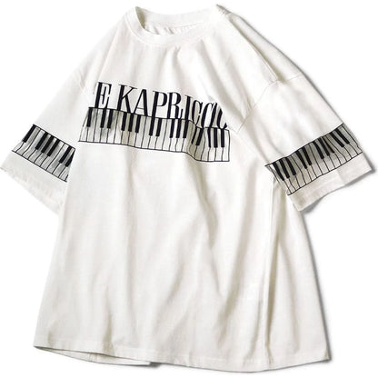 Kapital Sheer Opal Jersey Crew T-Shirt (Life Kapriccio Piano Print)