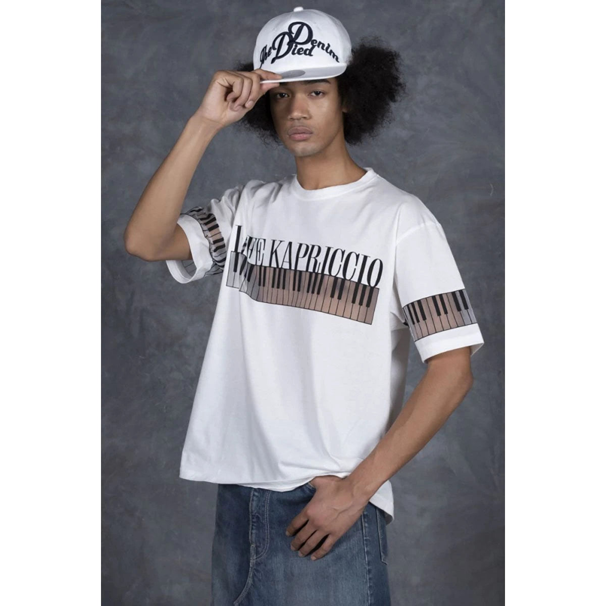 Kapital Sheer Opal Jersey Crew T-Shirt (Life Kapriccio Piano Print)