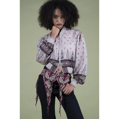 Kapital Sheer Sarasa Print Blouson With Gathered Sleeves