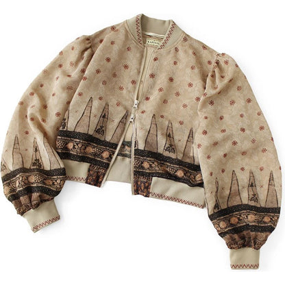 Kapital Sheer Sarasa Print Blouson With Gathered Sleeves