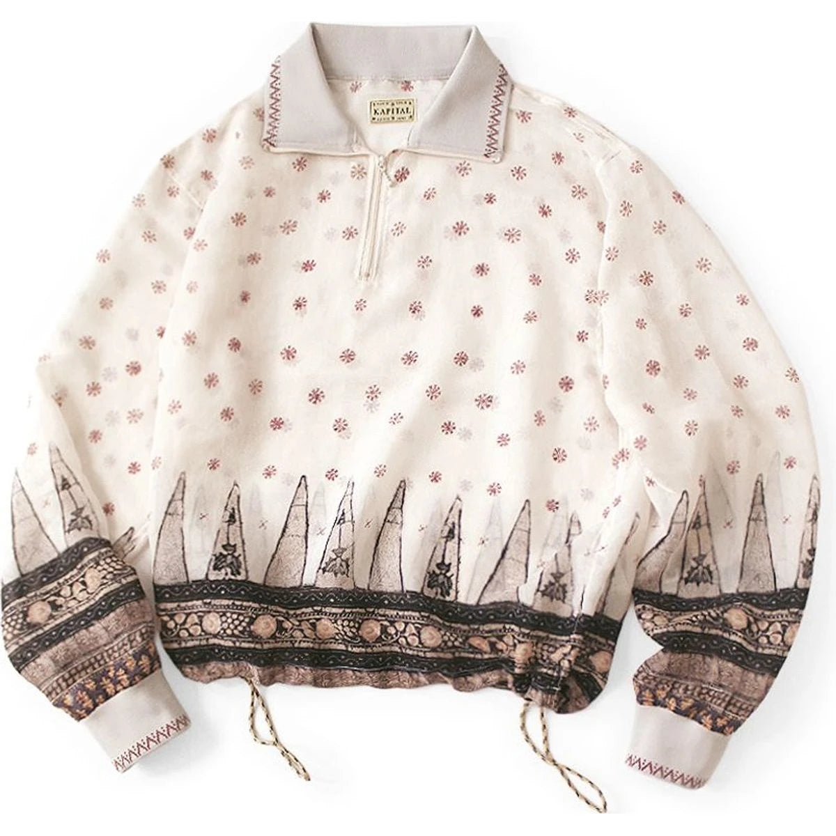 Kapital Sheer Sarasa Print Half Zip Pullover