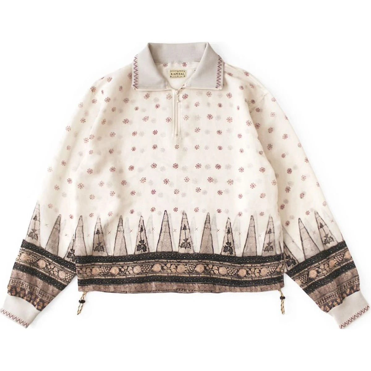 Kapital Sheer Sarasa Print Half Zip Pullover