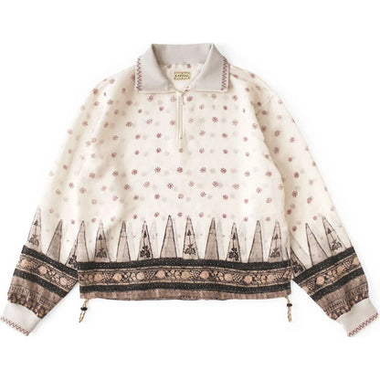 Kapital Sheer Sarasa Print Half Zip Pullover