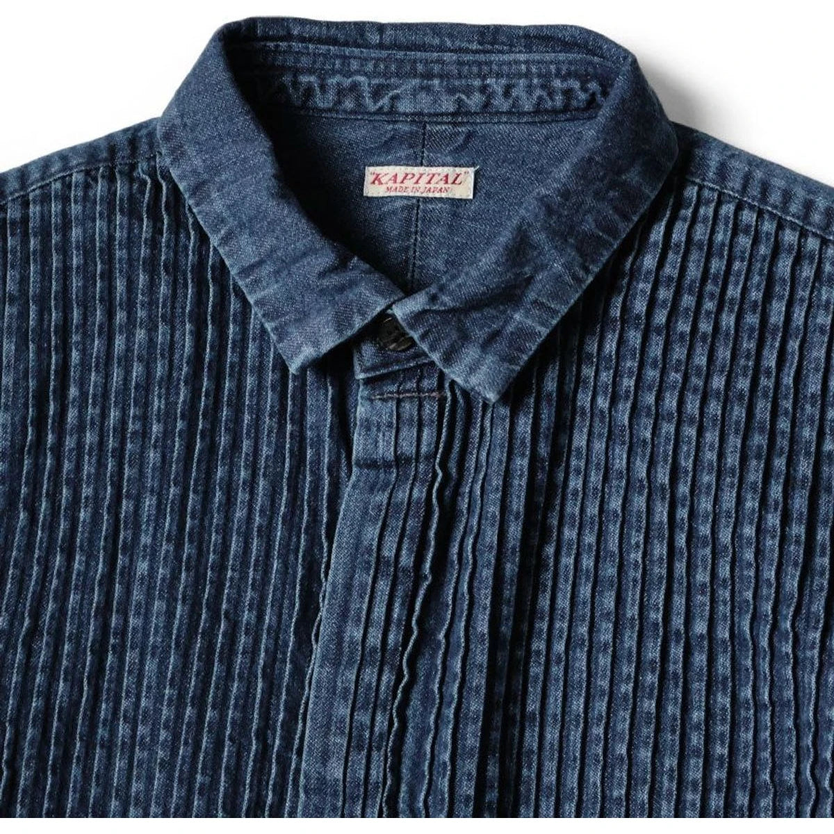 Kapital Shirt Denim Pintucked Shirt Dress