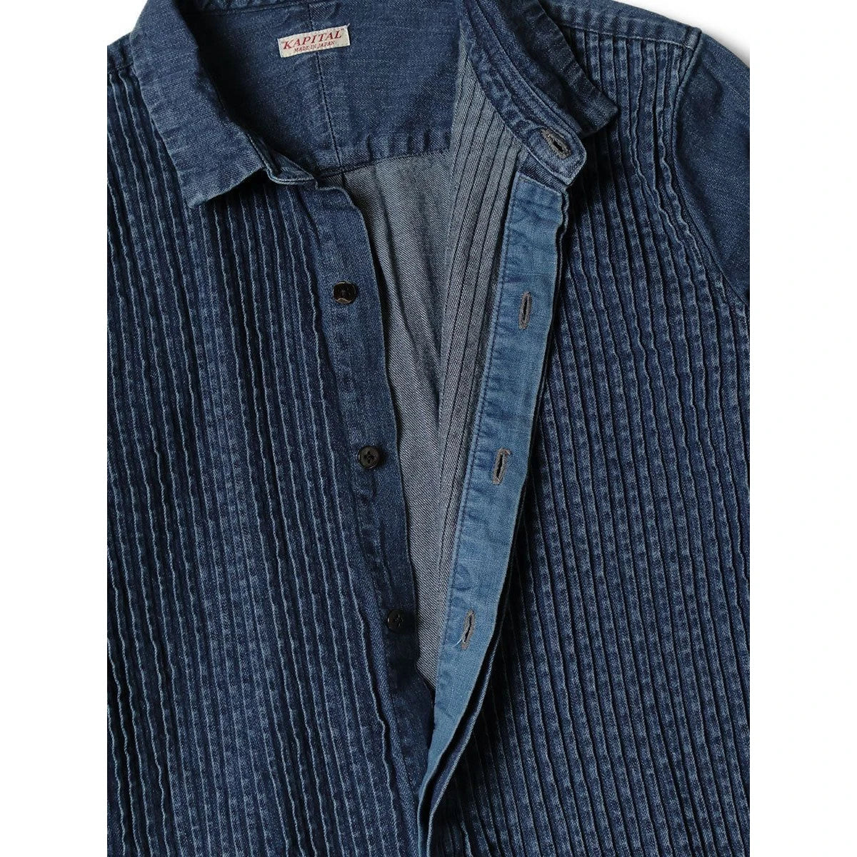 Kapital Shirt Denim Pintucked Shirt Dress