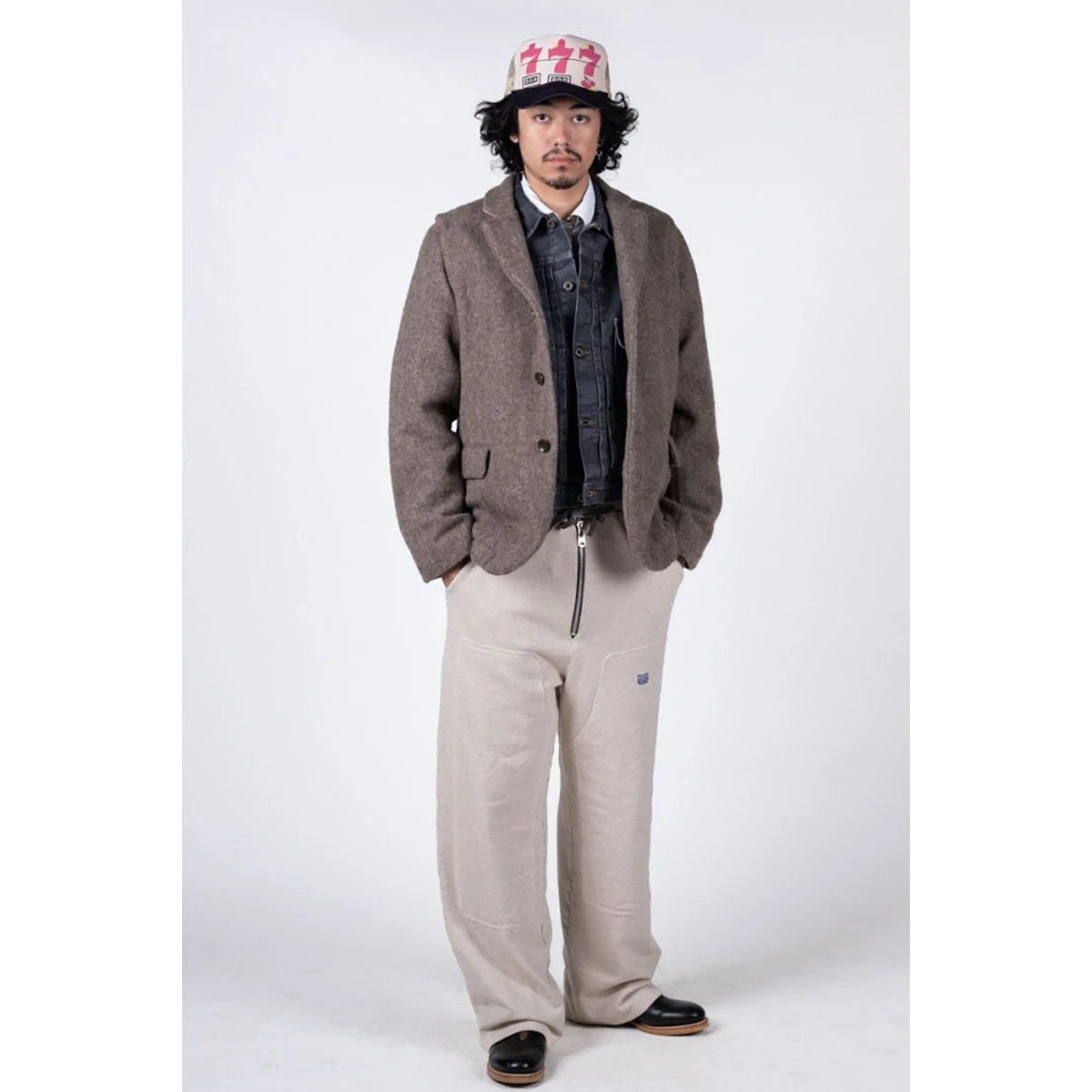Kapital Shrunken Herringbone Wool Hospital Jacket