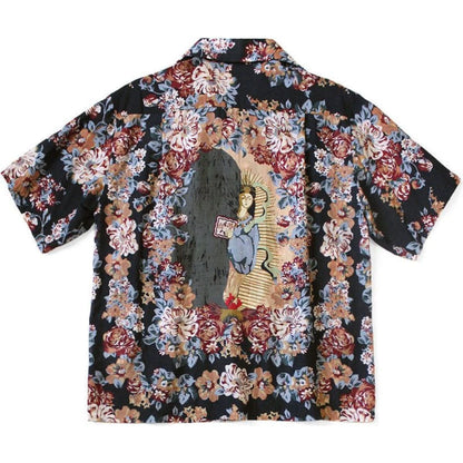 Kapital Silk Rayon Champetre Amaterasu Pattern Wrangle Collar Aloha Shirt