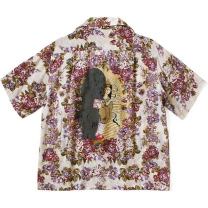 Kapital Silk Rayon Champetre Amaterasu Pattern Wrangle Collar Aloha Shirt