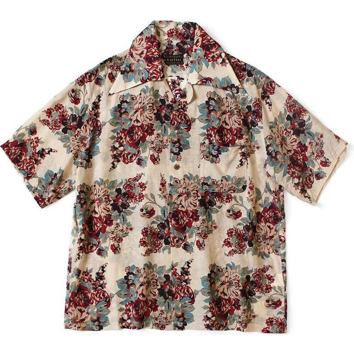 Kapital Silk Rayon Champetre Amaterasu Pattern Wrangle Collar Aloha Shirt