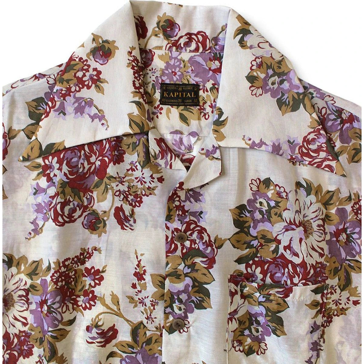 Kapital Silk Rayon Champetre Amaterasu Pattern Wrangle Collar Aloha Shirt
