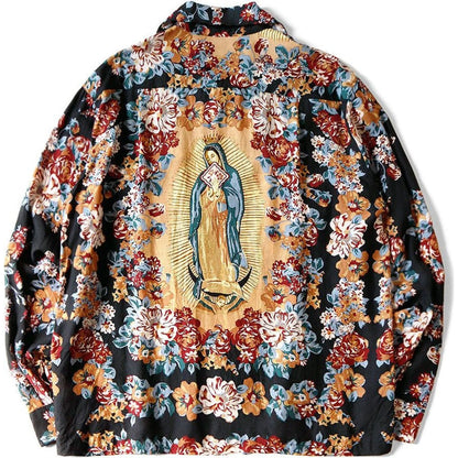 Kapital Silk Rayon Champetre Maria Pattern Drizzler Open Collar Shirt (Long Sleeves)