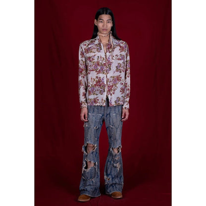 Kapital Silk Rayon Champetre Maria Pattern Drizzler Open Collar Shirt (Long Sleeves)