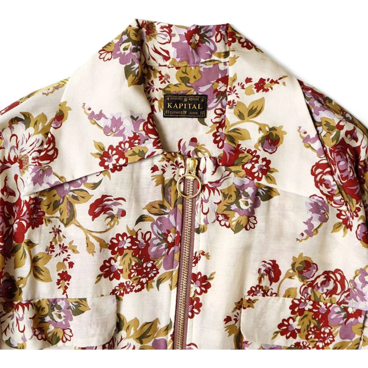 Kapital Silk Rayon Champetre Maria Pattern Drizzler Open Collar Shirt (Long Sleeves)