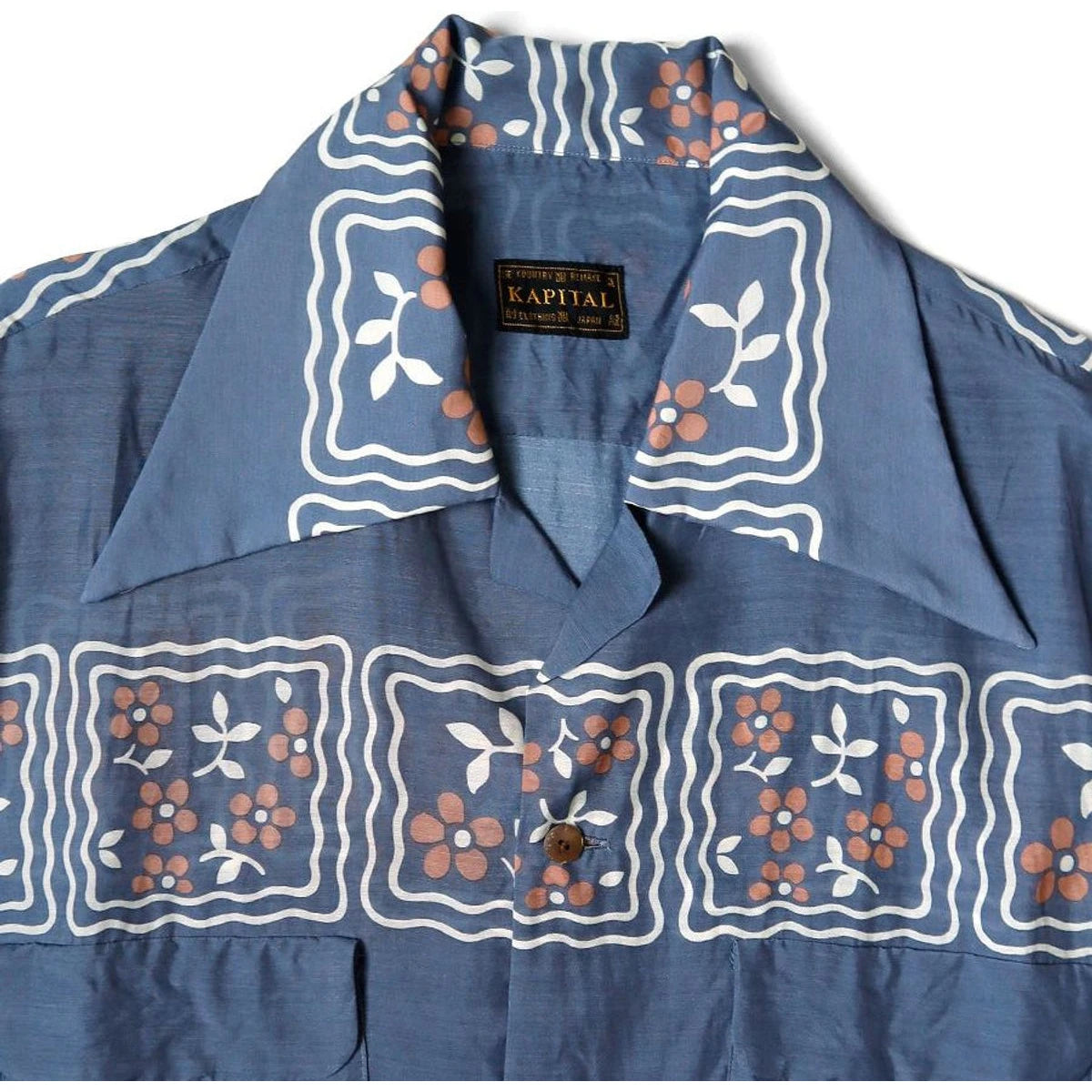 Kapital Silk Rayon Cookie Pattern Rangle Collar Aloha Shirt