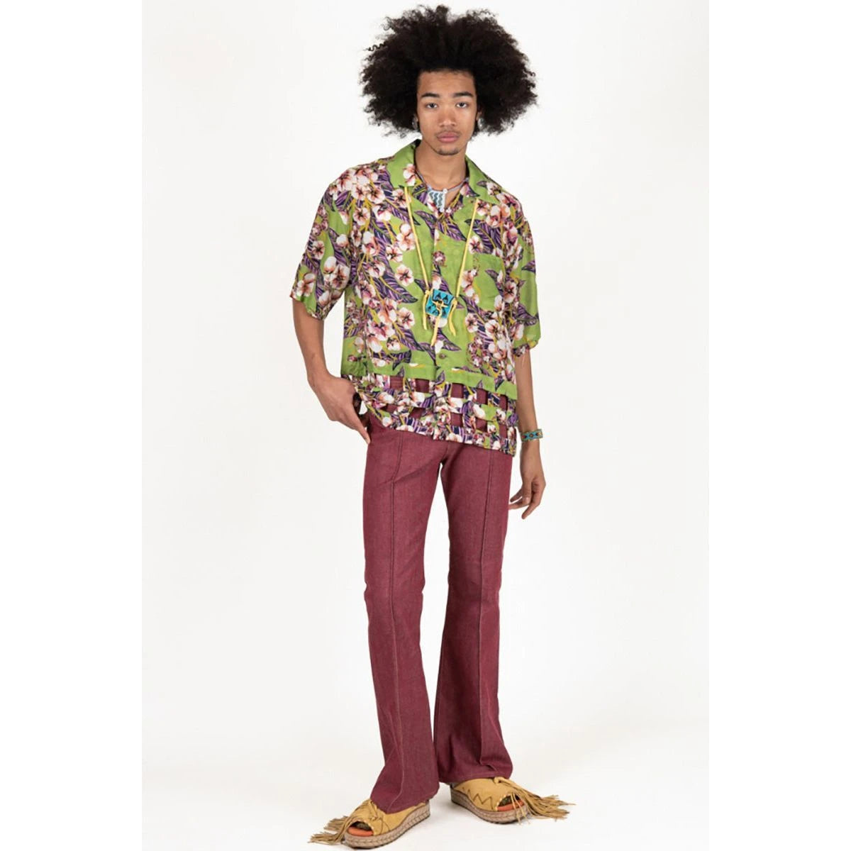 Kapital Silk Rayon Cotton Floral Pattern Wind Pen Aloha Shirt
