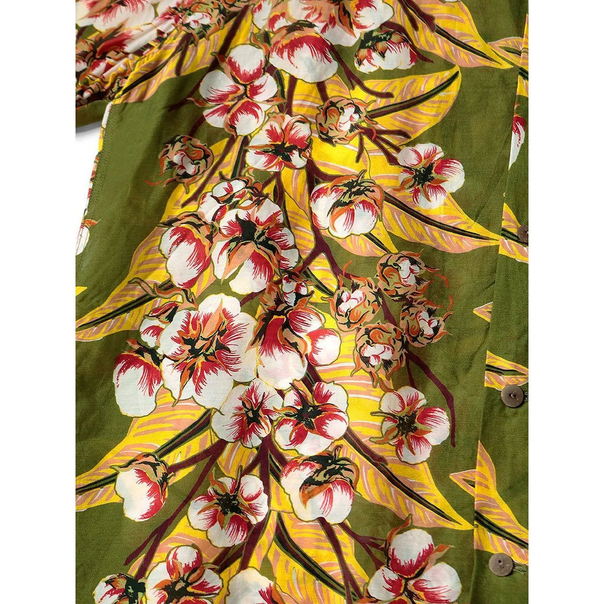 Kapital Silk Rayon Cotton Flower Pattern Wrangle Collar Aloha Shirt