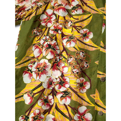 Kapital Silk Rayon Cotton Flower Pattern Wrangle Collar Aloha Shirt