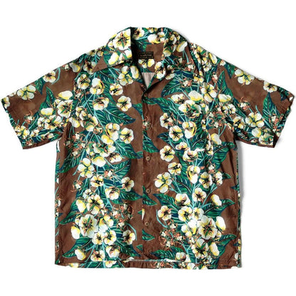Kapital Silk Rayon Cotton Flower Pattern Wrangle Collar Aloha Shirt