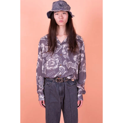 Kapital Silk Rayon Kochi Zephyr Anemone Pt Rangle Collar Open Collar Shirt