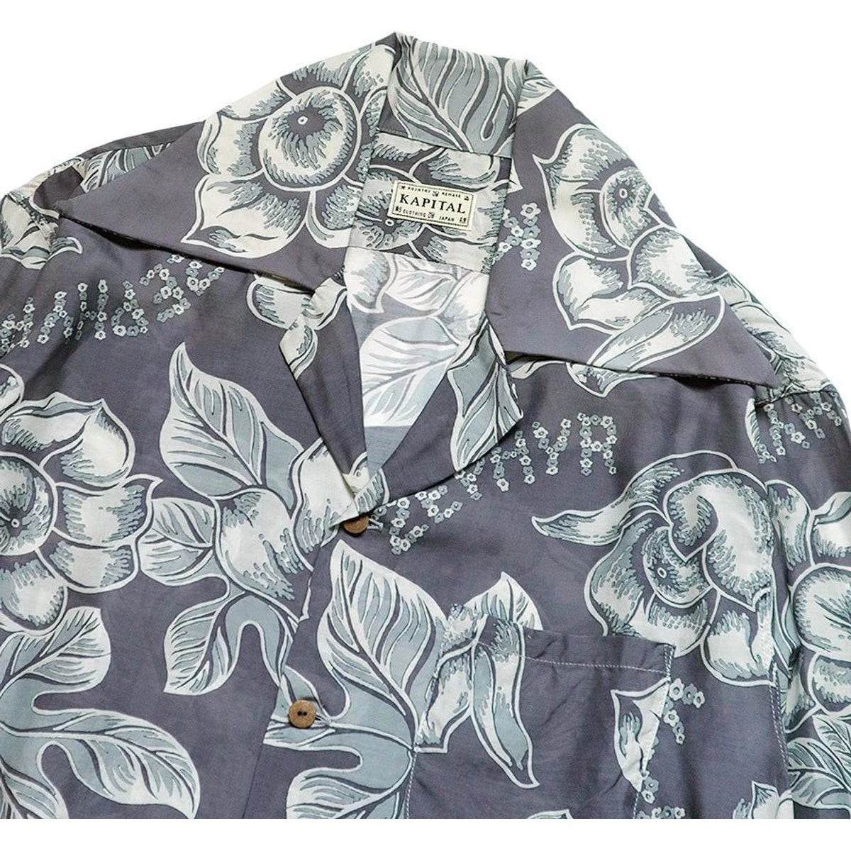 Kapital Silk Rayon Kochi Zephyr Anemone Pt Rangle Collar Open Collar Shirt